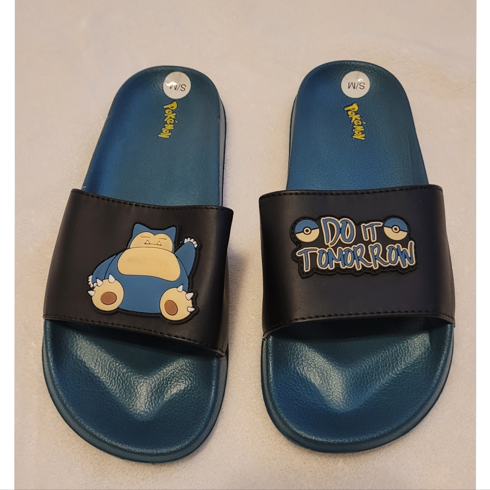 Pokemon Snorlax 'Do it tomorrow' Slides Size Small Medium